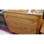 A pine 3 drawer chest.