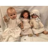 3 German dolls with markings to back of head/neck. 1)A.S. Germany 530/5 1/2 K.