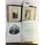 A Victorian photograph album with contents including cabinet cards and 'The Complete Herbalist' by