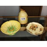 A Carlton ware dish, A royal Winton dish and a honey pot.