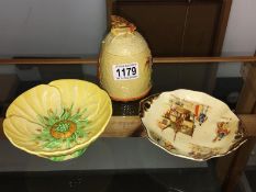 A Carlton ware dish, A royal Winton dish and a honey pot.