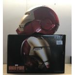 A boxed Marvel legends series electronic helmet.