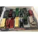 14 playworn Dinky commercial vehicles mostly repainted.