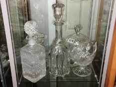 A mixed lot of glass ware including decanters.