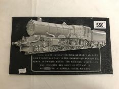 Railway commemorative plaque - King Class locomotive King George V no 6000 - This plaque was cast