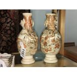 A pair of Satsuma vases, one a/f.
