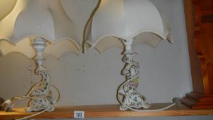 A pair of ceramic table lamps.
