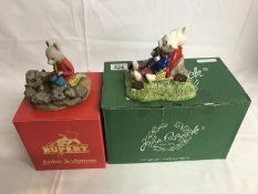 A boxed John Beswick "Rupert bear & Algy Pug Go Karting" and a boxed Arden sculpture "Rupert By The