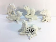 A Kaiser porcelain horse, bear cubs, mouse and squirrel.