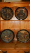 4 pottery wall plaques