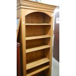 A pine book case.