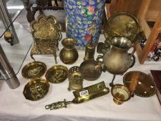 A mixed lot of brass ware.