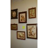 A set of 6 framed and glazed dried flower collages.