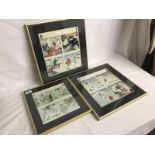 3 framed and glazed Rupert artwork pieces, one signed John Harrold.