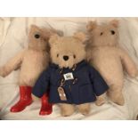3 Gabrielle designs teddy bears including Paddington bear style jacket and boots.