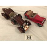 2 unboxed Franklin Mint model cars - MGTC and 1924 Hispano Suiza tulipwood.
