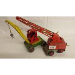 2 tinplate and plastic model mobile cranes (1 German and 1 English).