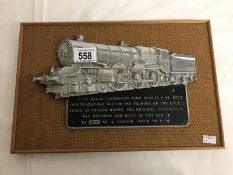 Railway commemorative plaque - King Class locomotive King George V no 6000 - This plaque was cast