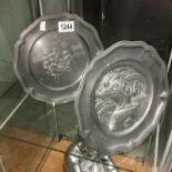 2 pewter plates.