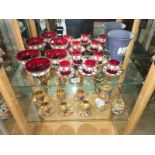 A Bohemian red glass coffee set,