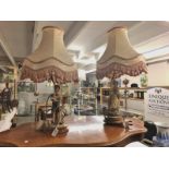 2 Capo di monte style table lamps including one signed A Belcom.