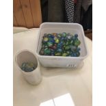 A quantity of glass marbles.
