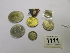 5 interesting coins including Hitler, Danish and 1864 Nova Scotia together with a Coronation medal.
