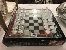 A glass chess set.