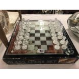 A glass chess set.