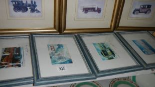 A set of 8 framed and glazed transport prints.