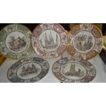 5 boxed Mason's Ironstone Cathedral plates.