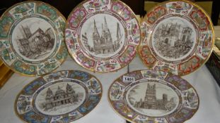 5 boxed Mason's Ironstone Cathedral plates.