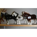 3 pottery horses.