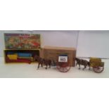 A boxed Crescent 1811 animal trailers, kayron horse and cart plus Britain's hay cart and horse.