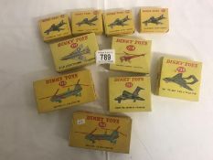 10 boxed Dinky aircraft including 715, 716, 734, 735, 736, 737,