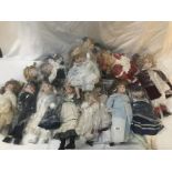 15 unboxed assorted porcelain dolls.