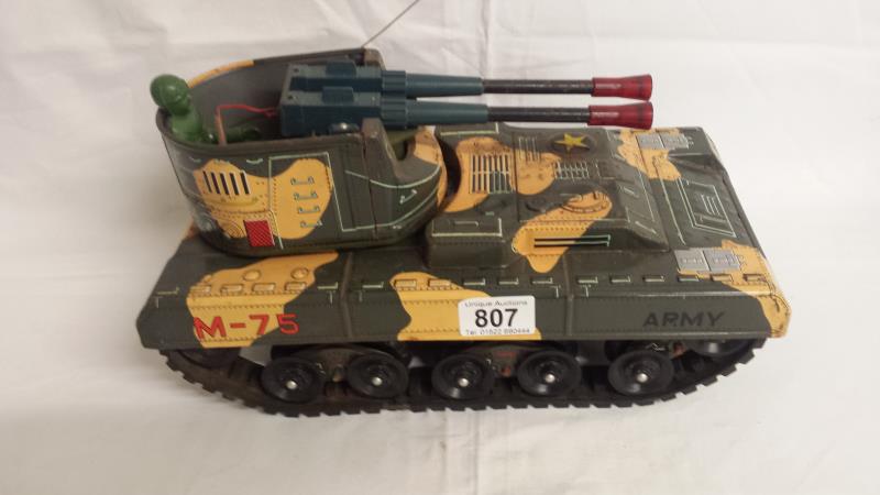 A Japanese battery operated toy tank with logo mark for YONEZAWA. - Image 2 of 4