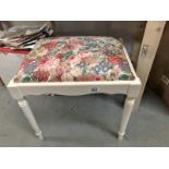 A painted dressing table stool.