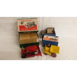 A boxed Dinky 561 Blaw Knox bulldozer and a 562 dumper truck.