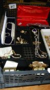 A tray of costume jewellery.