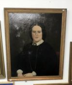 A 19th century British school oil on canvas portrait of a lady framed image 61cm x 74cm