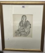 A framed & glazed lithograph circa 1930 'veiled lady' by Henri Matisse, signed in pencil. Image 21.