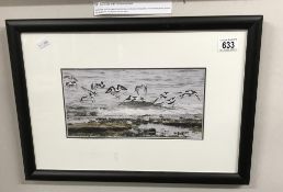 A framed & glazed photograph of a 'water's edge' composition.