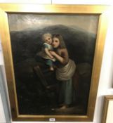 A 19th century oil on canvas 'mother & child' possibly Dutch/Flemish,