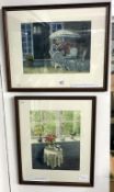 A pair of A framed & glazed watercolours by Phillip Watts 'early evening in the garden'
