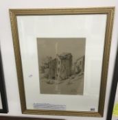 A framed & glazed original ink & wash work 'state of ruin' signed & dated by Peter Bendelow.