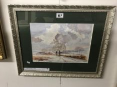 A framed & glazed watercolour 'a winters landscape' signed G. Coldron.