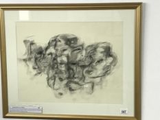 A framed & glazed signed facial abstract in charcoal by Alfred Ainslie O'Brian.