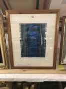 A framed & glazed contemporary abstract lithograph 'Requiescence' series 1956 signed by Anita Ford.
