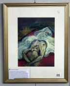 A framed & glazed original pastel 'reclining nude' signed Lewis Davis. Image 25.